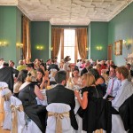 Meal in the Dewar Room at Castle Menzies, spectacular Scottish castle wedding venue